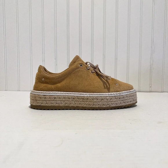 Rag & Bone Kent Tan Suede Espadrille Slip On Boho Designer Lace Up Sneakers 7.5 - Picture 2 of 11
